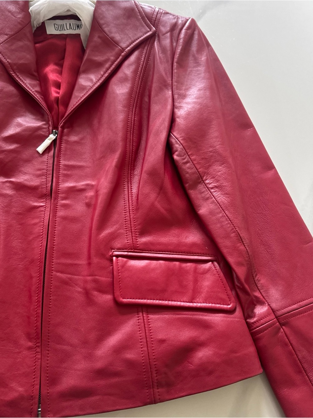Guillaume Red Leather Zip-Up Jacket - NWT - ladies medium - Picture 6 of 8